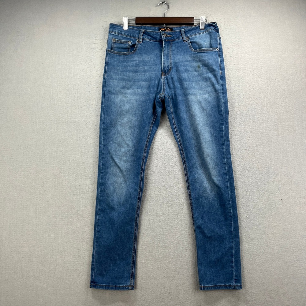 Ring Of Fire Jeans Mens 33x30 Blue Slim Fit Stretch Casual Denim Streetwear